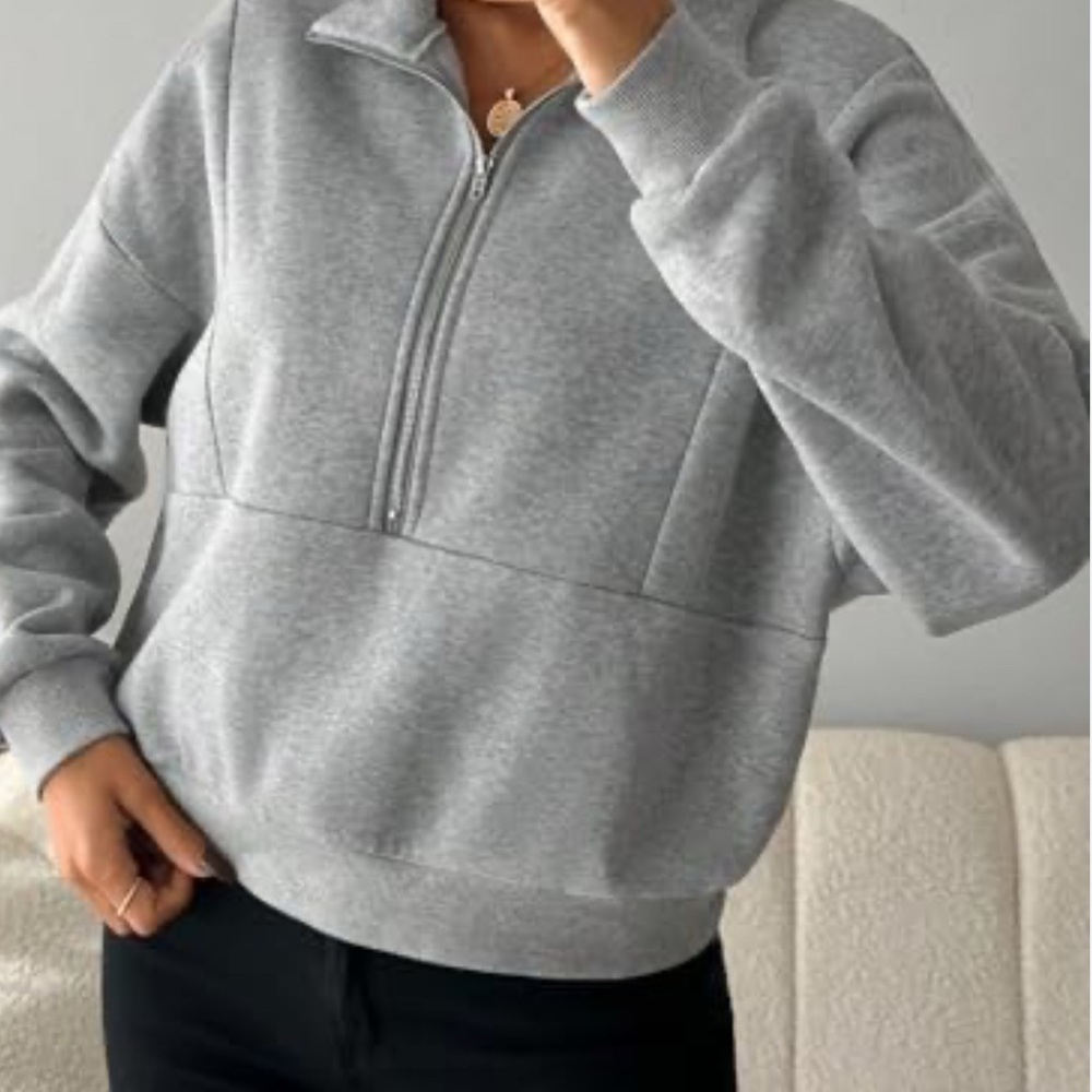 Gray Half-Zip Women's Sweater